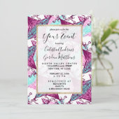 Künstlerisch rosa Lila Aquamarine geometrische Abs Einladung (Stehend Vorderseite)