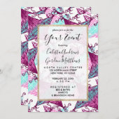 Künstlerisch rosa Lila Aquamarine geometrische Abs Einladung (Vorne/Hinten)