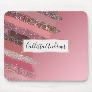 Künstlerisch rosa Lila Glitzer Pinselstriche Mousepad