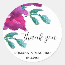 Künstlerisch rosa Lila Rose Wasserfarben Handgemal Runder Aufkleber