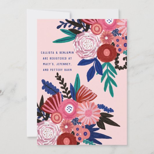 Künstlerisch-Rosa-Rot-Glitzer-Hochzeit mit geblümt Einladung (Rückseite)