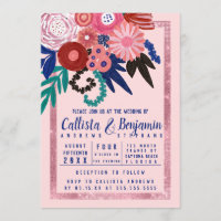 Künstlerisch-Rosa-Rot-Glitzer-Hochzeit mit geblümt