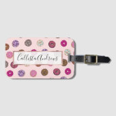 Künstlerisch rosa Sprinkle Donuts Wasserfarbmuster Gepäckanhänger (Vorderseite (Horizontal))