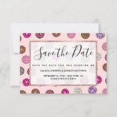 Künstlerisch rosa Sprinkle Donuts Wasserfarbmuster Save The Date (Vorderseite)