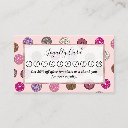 Künstlerisch rosa Sprinkle Donuts Wasserfarbmuster Treuekarte (Vorderseite)