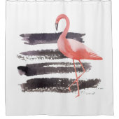 Künstlerisch rosa Wasserfarbe Flamingo Pinselstric Duschvorhang (Vorderseite)