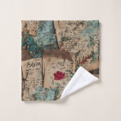 Künstlerisch rustikale Rote Rose Badhandtuch Set (Waschlappen)