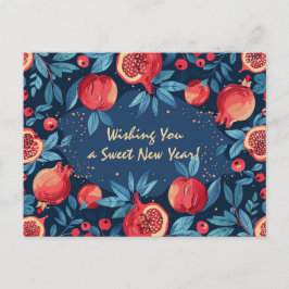 Künstlerisch Shana Tova - blau & gelb Postkarte