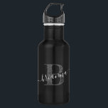 Künstlerisch skizzierte Monogrammnamen für Giralsk Edelstahlflasche<br><div class="desc">Hübsche graue und weiße rustikale moderne,  fett gezeichnete Buchstabenmonogramm auf einer schwarzen Edelstahlwasserflasche mit hübschem Skriptnamen und anfänglicher Personalisierung.</div>