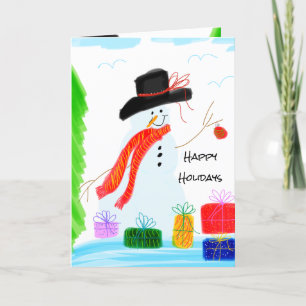 Künstlerisch Snowman Designed Feiertagskarte