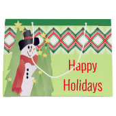 Künstlerisch Snowman Designed Große Geschenktüte (Vorderseite)