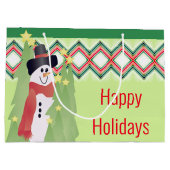 Künstlerisch Snowman Designed Große Geschenktüte (Rückseite)