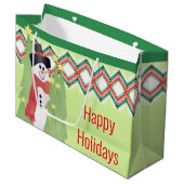 Künstlerisch Snowman Designed Große Geschenktüte (Vorderseite Schrägansicht)
