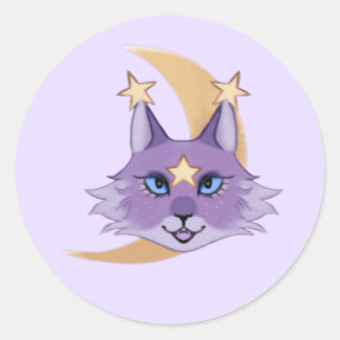 Künstlerisch Star Cat Whimsigoth Runder Aufkleber