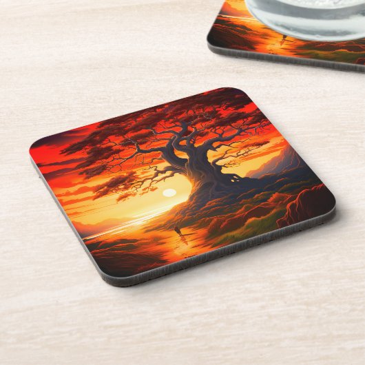 Künstlerisch Sunset Getränkeuntersetzer (Linke Seite)