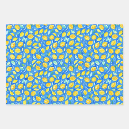 Künstlerisch Türkis Zitrusfrüchte Wasserfarben Mus Geschenkpapier Set (Vorderseite 3)