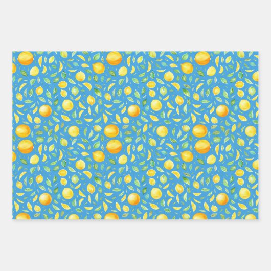 Künstlerisch Türkis Zitrusfrüchte Wasserfarben Mus Geschenkpapier Set (Vorderseite)