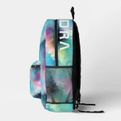 Künstlerisch türkisfarbener Traum und Name Wasserf Bedruckter Rucksack (Rechts)