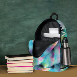 Künstlerisch türkisfarbener Traum und Name Wasserf Bedruckter Rucksack