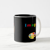 Künstlerisch vielfarbige Text- und Kunstsymbole au Zweifarbige Tasse (VorderseiteRechts)