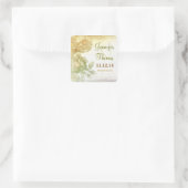 künstlerisch Vintage Blumenaufkleber Quadratischer Aufkleber (Tasche)