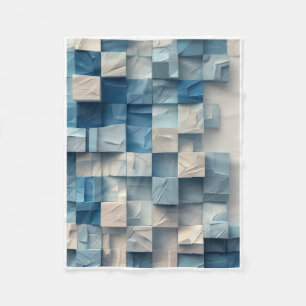 Künstlerische 3D blaue Holzwürfel Fleece-Decke Fleecedecke