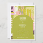 Künstlerische Abstrakte Arch Art Lime Green Pink H Einladung (Vorderseite)