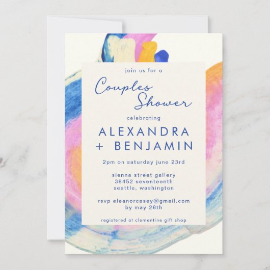 Künstlerische Abstrakte blaue Wasserfarbe Paare Du Einladung (Vorderseite)