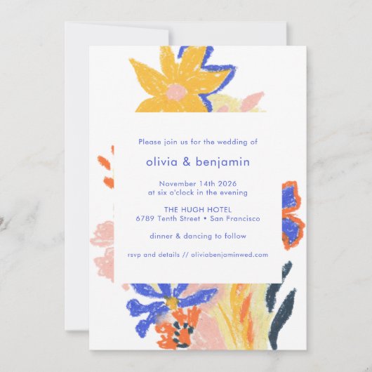 Künstlerische Abstrakte blumengeschmückte farbenfr Einladung (Vorderseite)