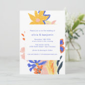 Künstlerische Abstrakte blumengeschmückte farbenfr Einladung (Stehend Vorderseite)