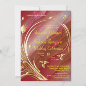 Künstlerische abstrakte Gold Blume Magenta 2023 Fa Einladung (Vorderseite)