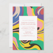 Künstlerische Abstrakte, lebendige Chic-Hochzeit Einladung (Vorderseite)