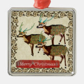 Künstlerische Achsen-Rotwild-frohe Silbernes Ornament (Vorne)