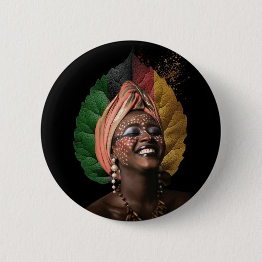 Künstlerische afrikanische Frau Button (Vorderseite)