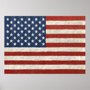 Künstlerische amerikanische Flagge - handgezeichne Poster