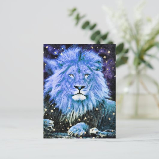 ~ Künstlerische AP23 Artistic Celestial Blue LION Postkarte (Stehend Vorderseite)