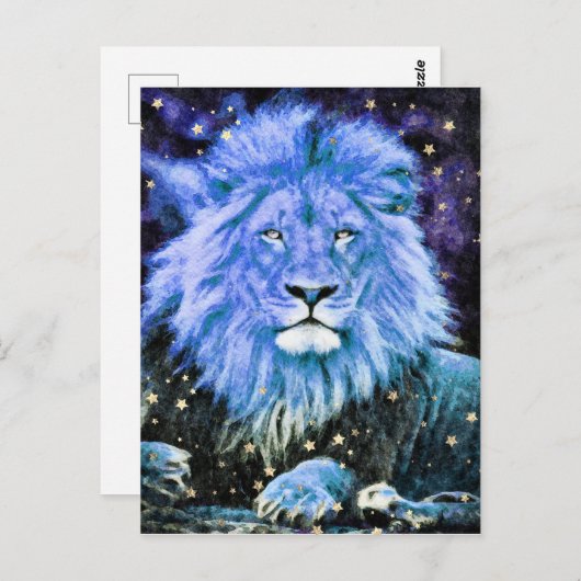 ~ Künstlerische AP23 Artistic Celestial Blue LION Postkarte (Vorne/Hinten)