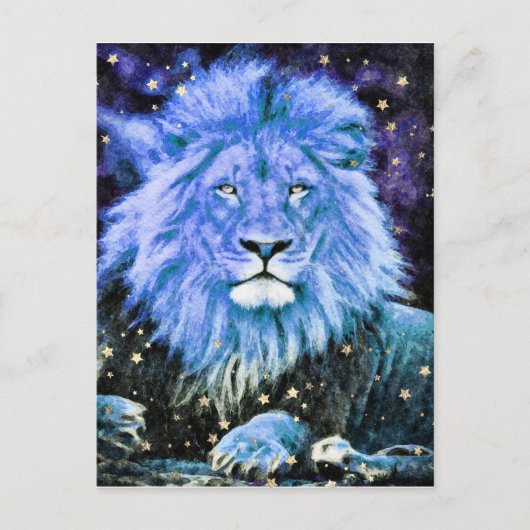 ~ Künstlerische AP23 Artistic Celestial Blue LION Postkarte (Vorderseite)