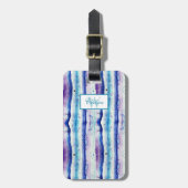 Künstlerische Aquamarine, blaue, Lila Wasserfarben Gepäckanhänger (Vorderseite vertikal)