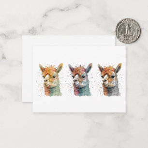 Künstlerische Aquarell-Alpakas Mitteilungskarte