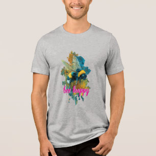 Künstlerische Aquarell-Hummel "Bee Happy" Whimsica Tri-Blend Shirt