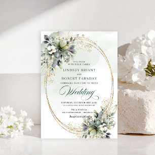 Künstlerische Aquarell-Laub-Hochzeitseinladung Einladung