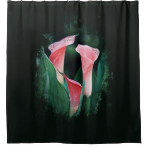 *~* Künstlerische AR12 Floral Calla Lily Coral Gr Duschvorhang