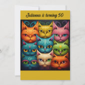 Künstlerische Attitude Katzenfrau Geburtstag Einladung (Vorderseite)