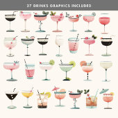 Künstlerische Auswahl an Cocktails Script Signatur Sockelschild