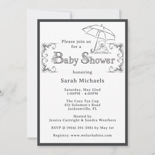 Künstlerische Babydusche Einladung (Vorderseite)