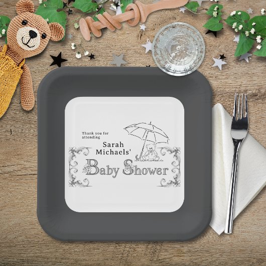 Künstlerische Babyparty Pappteller