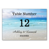Künstlerische Beach-Hochzeitkarte Tischnummer (Rückseite)