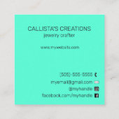 Künstlerische Black Neon Mint Kundenvergütung Viel Quadratische Visitenkarte (Rückseite)