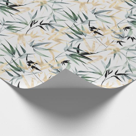 Künstlerische Blätter für Grüne und Gelbe Bambusba Geschenkpapier (Ecke)